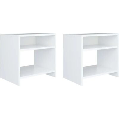 Decoshop26 lot de 2 tables de chevet avec niche - Blanc - Publicité Decoshop26 lot de 2 tables de chevet avec niche - Blanc - Publicité
