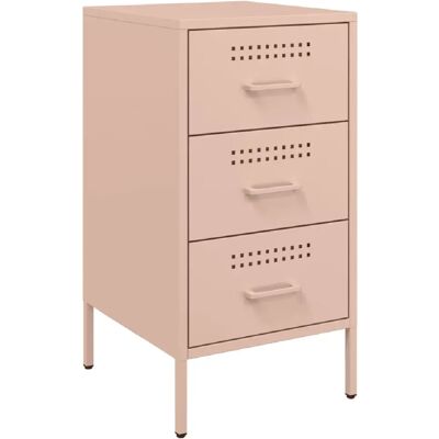 Decoshop26 table de chevet 3 tiroirs - Rose - Publicité Decoshop26 table de chevet 3 tiroirs - Rose - Publicité