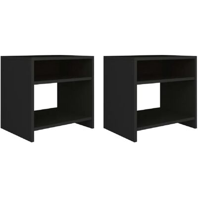 Decoshop26 lot de 2 chevets niche - Noir - Publicité Decoshop26 lot de 2 chevets niche - Noir - Publicité