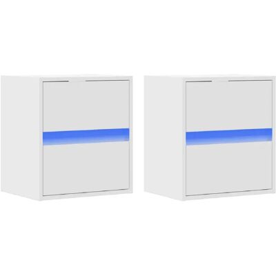 Decoshop26 lot de 2 tables de chevet murales LED - Blanc - Publicité Decoshop26 lot de 2 tables de chevet murales LED - Blanc - Publicité
