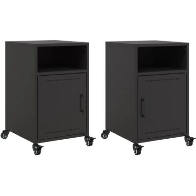 Decoshop26 Lot de 2 chevets à porte - Noir - Publicité Decoshop26 Lot de 2 chevets à porte - Noir - Publicité