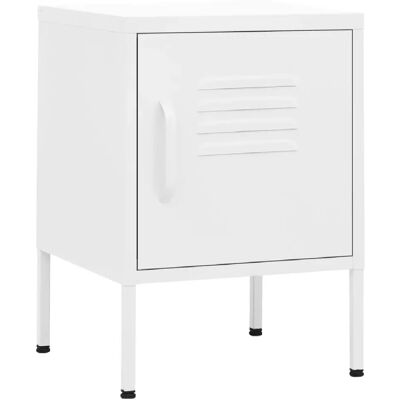 Decoshop26 Table de chevet métal - Blanc - Publicité Decoshop26 Table de chevet métal - Blanc - Publicité