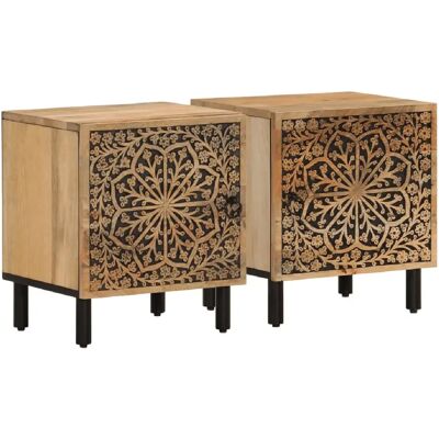 Decoshop26 Lot de 2 chevets avec porte - Marron - Publicité Decoshop26 Lot de 2 chevets avec porte - Marron - Publicité