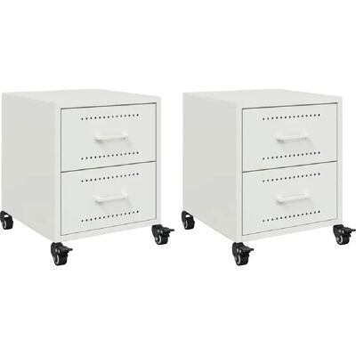 Decoshop26 Lot de 2 tables de chevet à tiroirs - Blanc - Publicité Decoshop26 Lot de 2 tables de chevet à tiroirs - Blanc - Publicité