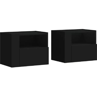 Decoshop26 Lot de 2 chevets muraux avec tiroir - Noir - Publicité Decoshop26 Lot de 2 chevets muraux avec tiroir - Noir - Publicité