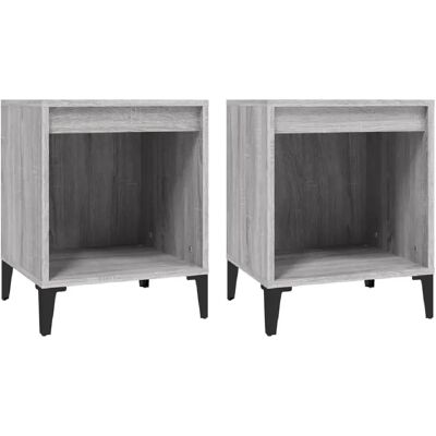 Decoshop26 Lot de 2 tables de chevet design - Gris - Publicité Decoshop26 Lot de 2 tables de chevet design - Gris - Publicité
