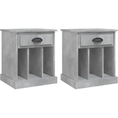 Decoshop26 lot de 2 tables de chevet à tiroir - Gris - Publicité Decoshop26 lot de 2 tables de chevet à tiroir - Gris - Publicité