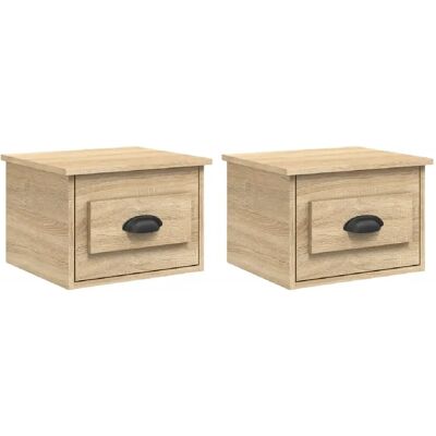 Decoshop26 Lot de 2 chevets muraux - Chêne clair - Publicité Decoshop26 Lot de 2 chevets muraux - Chêne clair - Publicité