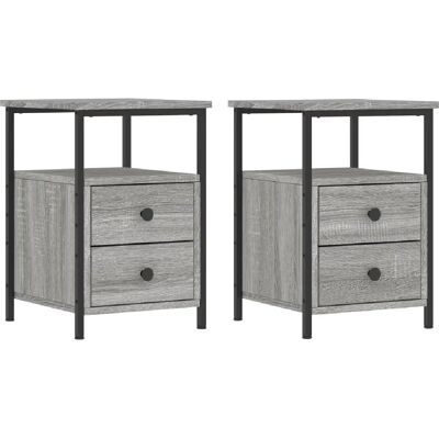 Decoshop26 lot de 2 tables de chevet tiroirs - Gris - Publicité Decoshop26 lot de 2 tables de chevet tiroirs - Gris - Publicité