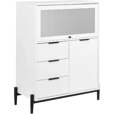 Sobuy Commode d'entrée blanche avec 3 tiroirs et 2 portes L86xP40xH108 cm FSB94-W - Publicité Sobuy Commode d'entrée blanche avec 3 tiroirs et 2 portes L86xP40xH108 cm FSB94-W - Publicité