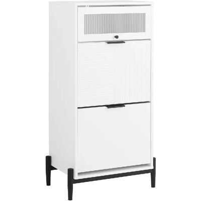 SoBuy Meuble d'Entrée à 2 Abattants et Porte-Verres, Blanc - Publicité SoBuy Meuble d'Entrée à 2 Abattants et Porte-Verres, Blanc - Publicité