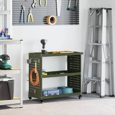 vidaXL Chariot à outils avec étagère Vert olive 75 x 35 x 73 cm - Publicité vidaXL Chariot à outils avec étagère Vert olive 75 x 35 x 73 cm - Publicité