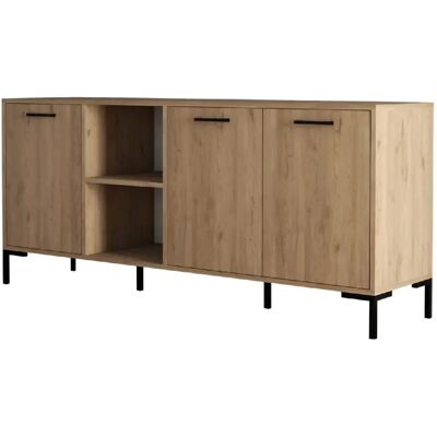 Concept Usine Buffet 3 portes et 2 niches finition bois et métal noir 180x80cm AURA - Publicité Concept Usine Buffet 3 portes et 2 niches finition bois et métal noir 180x80cm AURA - Publicité