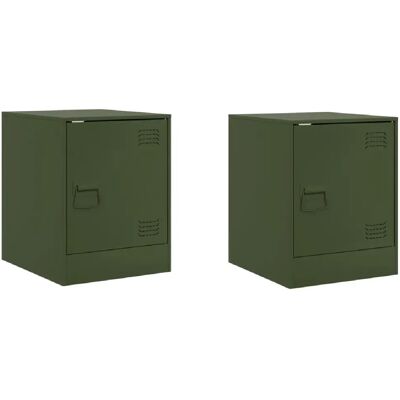 Decoshop26 Lot de 2 chevets métal - Olive - Publicité Decoshop26 Lot de 2 chevets métal - Olive - Publicité