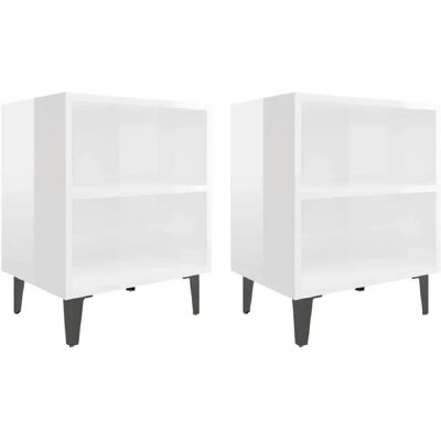 Decoshop26 Lot de 2 tables de chevet étagère - Blanc - Publicité Decoshop26 Lot de 2 tables de chevet étagère - Blanc - Publicité