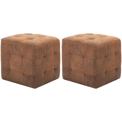 Decoshop26 Poufs repose-pieds cubes - Marron - Publicité Decoshop26 Poufs repose-pieds cubes - Marron - Publicité
