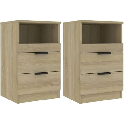 Decoshop26 Lot de 2 tables de chevet avec tiroirs 40 x 36 x 65 cm en bois d'ingénierie couleur chêne DEC035296 - Publicité Decoshop26 Lot de 2 tables de chevet avec tiroirs 40 x 36 x 65 cm en bois d'ingénierie couleur chêne DEC035296 - Publicité