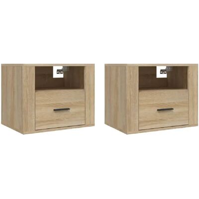 Decoshop26 Lot de 2 chevets muraux - Chêne - Publicité Decoshop26 Lot de 2 chevets muraux - Chêne - Publicité