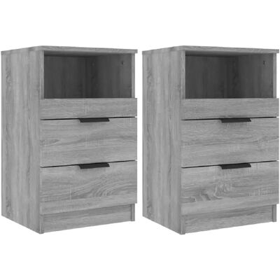 Decoshop26 Lot de 2 tables de chevet avec deux tiroirs 40 x 36 x 65 cm en bois d'ingénierie gris DEC035752 - Publicité Decoshop26 Lot de 2 tables de chevet avec deux tiroirs 40 x 36 x 65 cm en bois d'ingénierie gris DEC035752 - Publicité