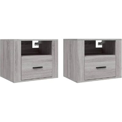 Decoshop26 Lot de 2 chevets muraux avec tiroir – Gris - Publicité Decoshop26 Lot de 2 chevets muraux avec tiroir – Gris - Publicité