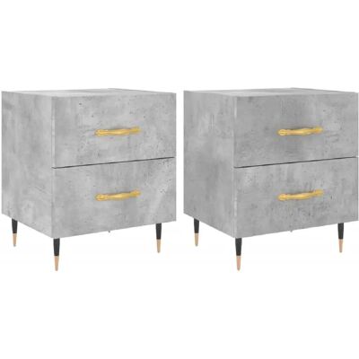 Decoshop26 Lot de 2 tables de chevet avec deux tiroirs 40 x 35 x 47,5cm bois d’ingénierie gris et fer DEC035910 - Publicité Decoshop26 Lot de 2 tables de chevet avec deux tiroirs 40 x 35 x 47,5cm bois d’ingénierie gris et fer DEC035910 - Publicité