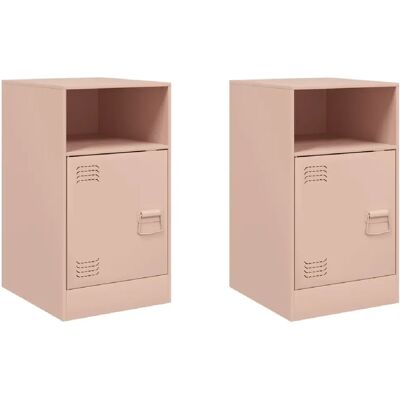 Decoshop26 Lot de 2 chevets métal - Rose - Publicité Decoshop26 Lot de 2 chevets métal - Rose - Publicité