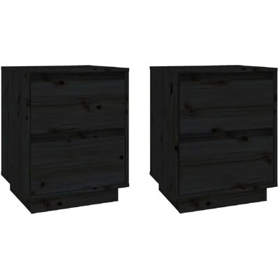 Decoshop26 Lot de 2 chevets - Noir - Publicité Decoshop26 Lot de 2 chevets - Noir - Publicité