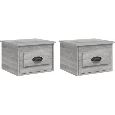 Decoshop26 Lot de 2 tables de chevet murales - Gris - Publicité Decoshop26 Lot de 2 tables de chevet murales - Gris - Publicité