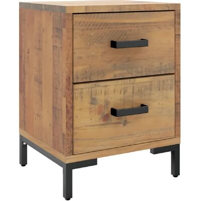 Decoshop26 Table de chevet 2 tiroirs - Marron - Publicité Decoshop26 Table de chevet 2 tiroirs - Marron - Publicité