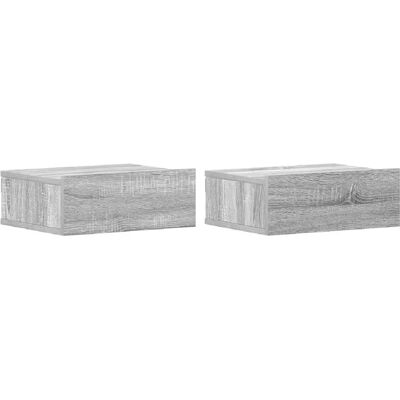 Decoshop26 Lot de 2 chevets muraux à tiroir - Gris - Publicité Decoshop26 Lot de 2 chevets muraux à tiroir - Gris - Publicité
