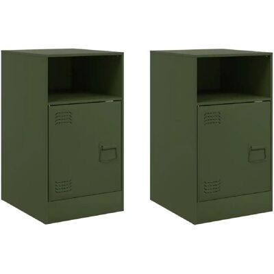 Decoshop26 lot de 2 tables de chevet - Olive - Publicité Decoshop26 lot de 2 tables de chevet - Olive - Publicité