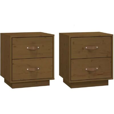 Decoshop26 Lot de 2 tables de chevet - Marron - Publicité Decoshop26 Lot de 2 tables de chevet - Marron - Publicité