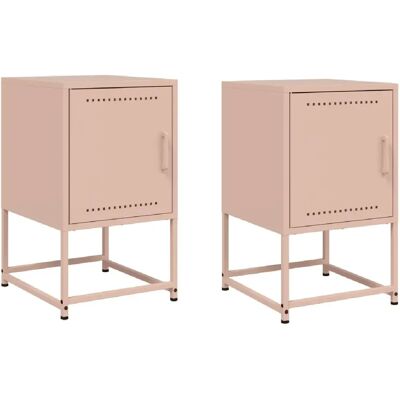 Decoshop26 Lot de 2 tables de chevet métal - Rose - Publicité Decoshop26 Lot de 2 tables de chevet métal - Rose - Publicité