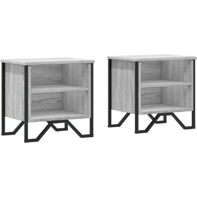 Decoshop26 Lot de 2 chevets étagères - Gris - Publicité Decoshop26 Lot de 2 chevets étagères - Gris - Publicité