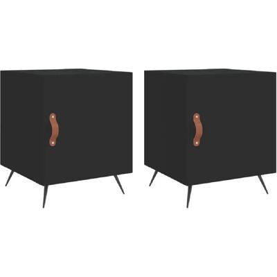 Decoshop26 Lot de 2 tables de chevet avec porte - Noir - Publicité Decoshop26 Lot de 2 tables de chevet avec porte - Noir - Publicité