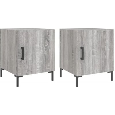 Decoshop26 Lot de 2 chevets avec porte - Gris - Publicité Decoshop26 Lot de 2 chevets avec porte - Gris - Publicité