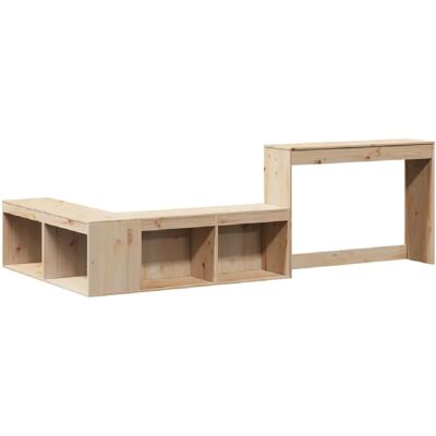 Decoshop26 Chevet avec bureau en L - Marron - Publicité Decoshop26 Chevet avec bureau en L - Marron - Publicité