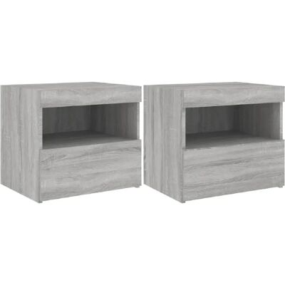 Decoshop26 lot de 2 chevets - Gris - Publicité Decoshop26 lot de 2 chevets - Gris - Publicité
