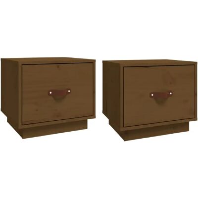 Decoshop26 Lot de 2 tables de chevet - Marron miel - Publicité Decoshop26 Lot de 2 tables de chevet - Marron miel - Publicité