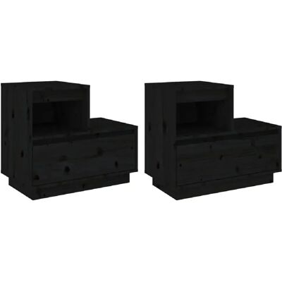Decoshop26 Lot de 2 tables de chevet avec tiroir - Noir - Publicité Decoshop26 Lot de 2 tables de chevet avec tiroir - Noir - Publicité