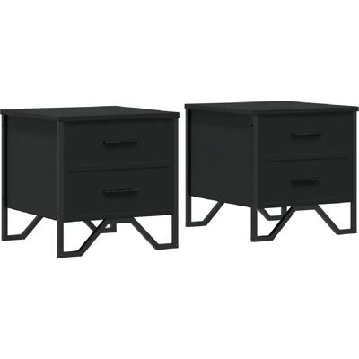 Decoshop26 Lot de 2 chevets à tiroirs - Noir - Publicité Decoshop26 Lot de 2 chevets à tiroirs - Noir - Publicité