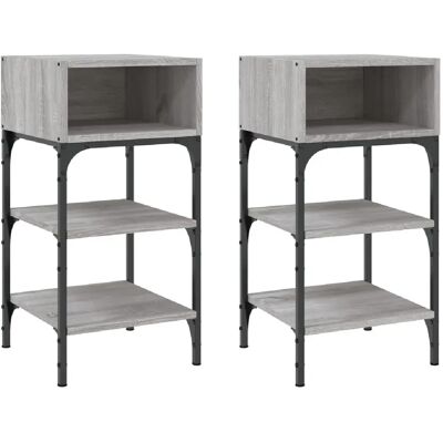 Decoshop26 lot de 2 tables de chevet à étagères - Gris - Publicité Decoshop26 lot de 2 tables de chevet à étagères - Gris - Publicité