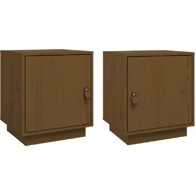 Decoshop26 lot de 2 tables de chevet à porte - Marron - Publicité Decoshop26 lot de 2 tables de chevet à porte - Marron - Publicité