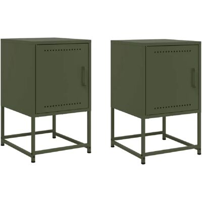 Decoshop26 lot de 2 tables de chevet métal - Olive - Publicité Decoshop26 lot de 2 tables de chevet métal - Olive - Publicité
