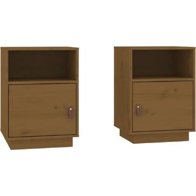Decoshop26 Lot de 2 chevets à niche - Marron miel - Publicité Decoshop26 Lot de 2 chevets à niche - Marron miel - Publicité