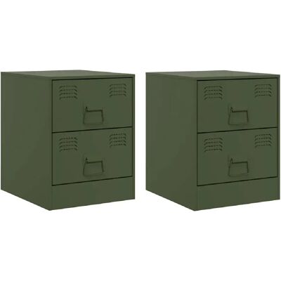 Decoshop26 Lot de 2 tables de chevet - Vert - Publicité Decoshop26 Lot de 2 tables de chevet - Vert - Publicité