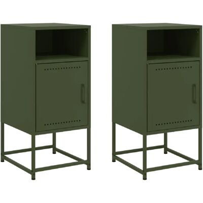 Decoshop26 Lot de 2 tables de chevet métal - Olive - Publicité Decoshop26 Lot de 2 tables de chevet métal - Olive - Publicité