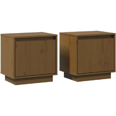 Decoshop26 lot de 2 tables de chevet - Marron miel - Publicité Decoshop26 lot de 2 tables de chevet - Marron miel - Publicité
