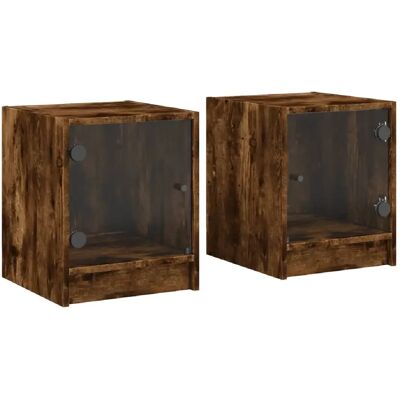 Decoshop26 Lot de 2 chevets vitrés - Chêne - Publicité Decoshop26 Lot de 2 chevets vitrés - Chêne - Publicité