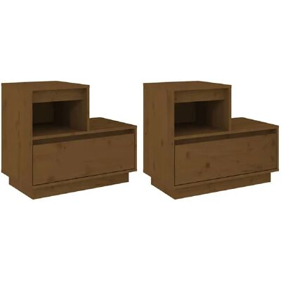 Decoshop26 lot de 2 tables de chevet bois - Marron - Publicité Decoshop26 lot de 2 tables de chevet bois - Marron - Publicité